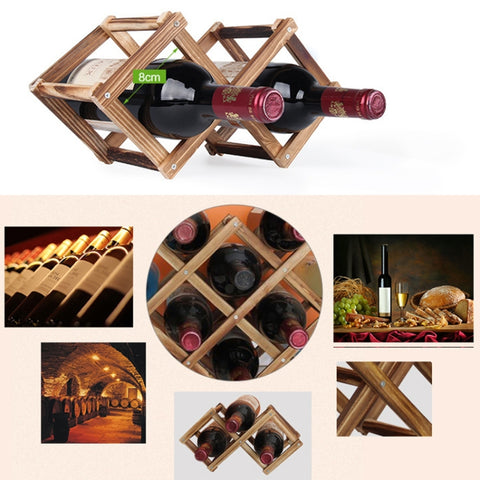6 Bottles Racks Foldable Wine Stand Wooden Wine Holder Kitchen Bar Display Shelf, 6 Bottles