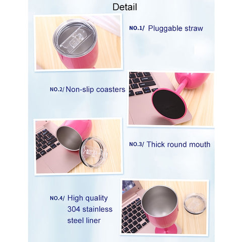 New Fashion Stainless Steel Vacuum Cup Red Wine Cocktail Goblet Creative Gift