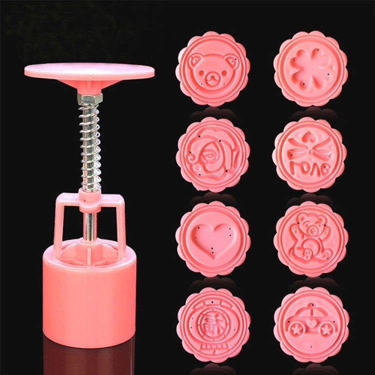 DIY Fondant Cake Mold Biscuit Cookie Cutters Baking Tools with 8 PCS Round Cartoon Patterns, 8 PCS Round Cartoon Patterns(Pink), 8 PCS Round Cartoon Patterns(White)