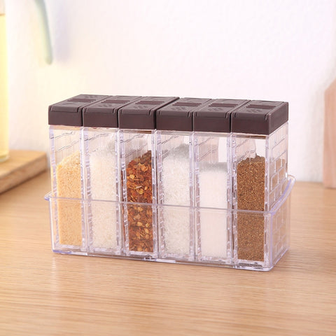 6pcs / Set Kitchen Two-way Open Seasoning Jar Condiment Bottle