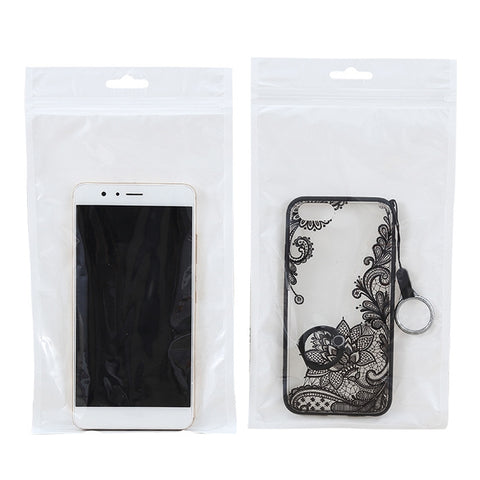 100 PCS 7.5cm x 12cm Hang Hole Clear Front White Pearl Jewelry Zip Lock Packaging Bag, Custom Printing and Size are welcome, 7.5*12cm
