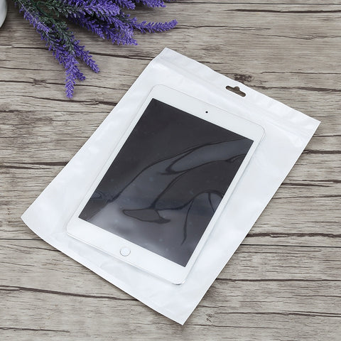 100 PCS 10cm x 12cm Hang Hole Clear Front White Pearl Jewelry Zip Lock Packaging Bag, Custom Printing and Size are welcome, 10*12cm