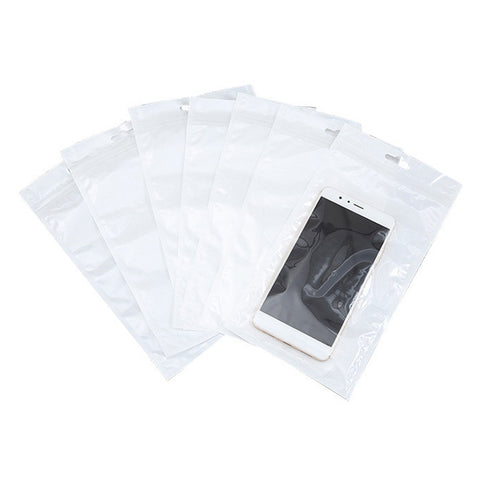 100 PCS 16cm x 24cm Hang Hole Clear Front White Pearl Jewelry Zip Lock Packaging Bag, Custom Printing and Size are welcome, 16*24cm