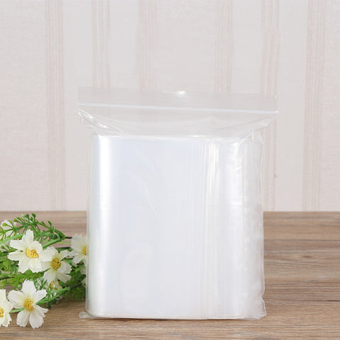 100pcs/pack PE Self Sealing Clear Zip Lock Packaging Bag, 12cm x 18cm, Custom Printing and Size are welcome, 12*18cm