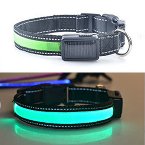 Medium and Large Dog Pet Solar + USB Charging LED Light Collar, Neck Circumference Size: S, 35-40cm, Size: S