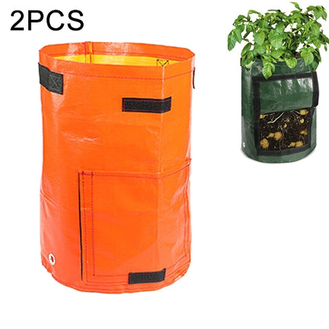 2 PCS 7 Gallons Potato Planting PE Bags Woven Fabric Bags Cultivation Garden Pots Vegetable Planting Bags Grow Bags Farm Garden Supplies, Green, Black, Orange, Yellow