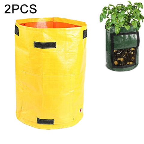 2 PCS 7 Gallons Potato Planting PE Bags Woven Fabric Bags Cultivation Garden Pots Vegetable Planting Bags Grow Bags Farm Garden Supplies, Green, Black, Orange, Yellow