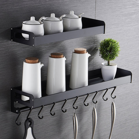 70cm Kitchen Multi-function Wall Hanging Holder Seasoning Storage Rack, 70cm(Black)