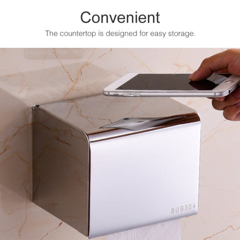 K8 304 Stainless Steel Bathroom Wall-mounted Waterproof Bright Light Paper Towel Roll Holder, K8