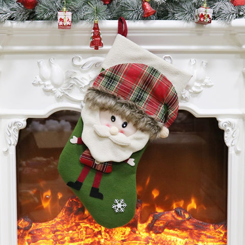 Christmas Ornament Decoration Christmas Stocking Gift Bag Pendant, Elk, Snowman, Santa Claus