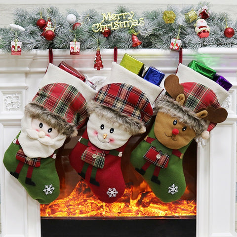 Christmas Ornament Decoration Christmas Stocking Gift Bag Pendant, Elk, Snowman, Santa Claus