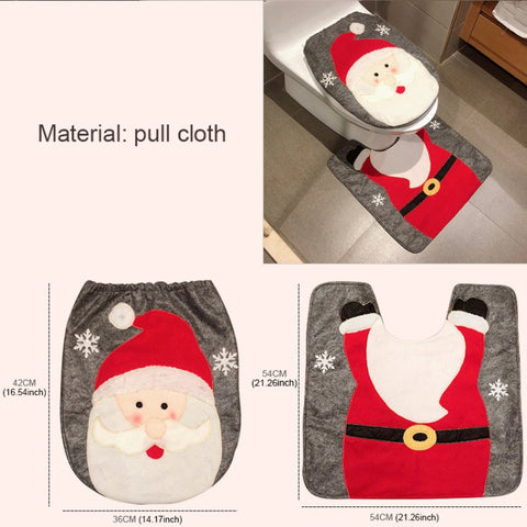 2 in 1 Christmas Decoration Toilet Set, Elk, Snowman