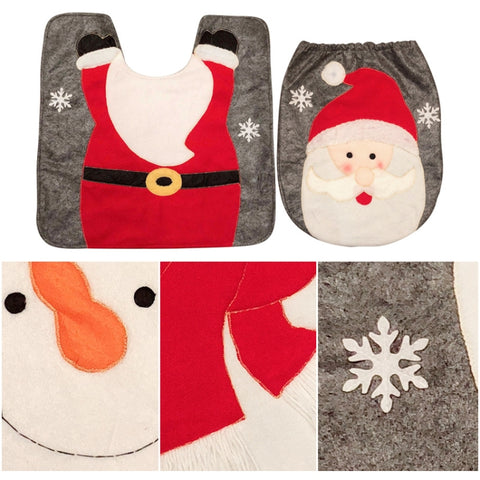 2 in 1 Christmas Decoration Toilet Set, Elk, Snowman