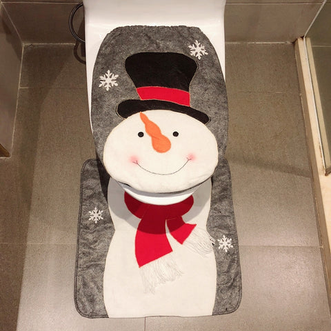 2 in 1 Christmas Decoration Toilet Set, Elk, Snowman
