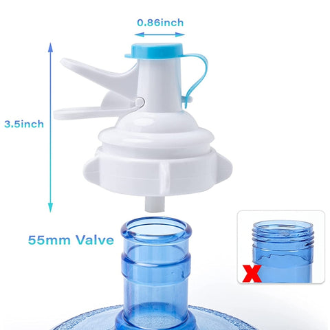 PP Water Bottle Faucet Dispenser Valve for 55mm Crown Top Bottle with Dustproof Cover, Faucet Dispenser Valve