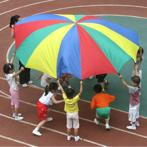 2m Children Outdoor Game Exercise Sport Toys Rainbow Umbrella Parachute Play Fun Toy with 8 Handle Straps for Families / Kindergartens / Amusement Parks, 2m 8 Handle Straps