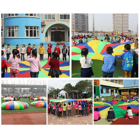 2m Children Outdoor Game Exercise Sport Toys Rainbow Umbrella Parachute Play Fun Toy with 8 Handle Straps for Families / Kindergartens / Amusement Parks, 2m 8 Handle Straps