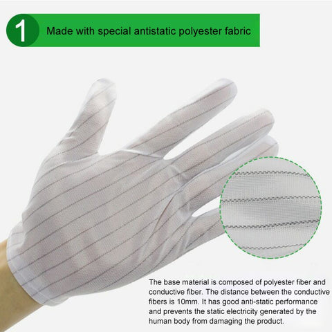 10 Pairs Anti-static Stripe Plastic Gloves, Size：Free Size, Plastic Gloves