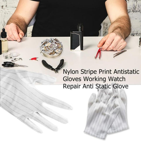 10 Pairs Anti-static Stripe Plastic Gloves, Size：Free Size, Plastic Gloves