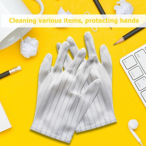 10 Pairs Anti-static Stripe Plastic Gloves, Size：Free Size, Plastic Gloves