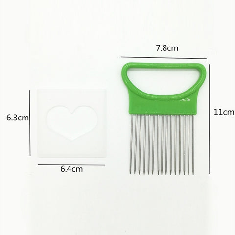 Stainless Steel Vegetable Onion Cutter Holder Meat Needle Kitchen Tools, Orange, Green, Blue, White