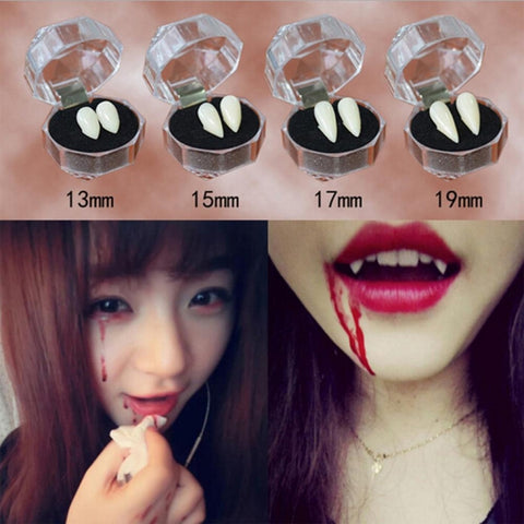 1 Pair 13mm Halloween Party Dentures Props Vampire Zombie Devil Fangs Teeth, 13mm