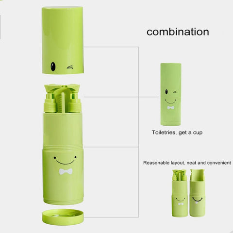 Creative 5 in 1 Portable Gargle Cup Shampoo Sub-Bottle Comb Make-up Mirror Travel Wash Kits, Standard Sets, 5 in 1