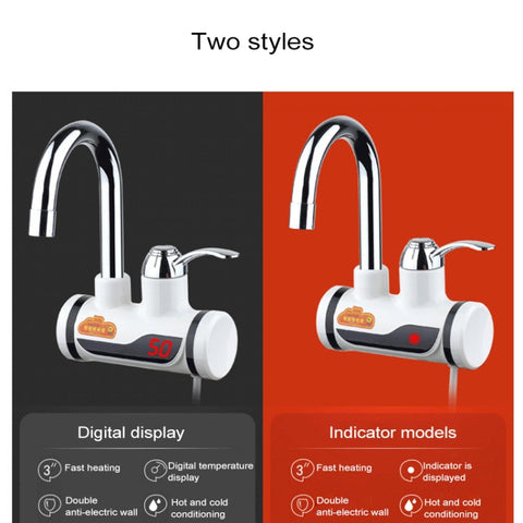 3s Fast Heat Electrothermal Rotatable Faucet Water Tap with Indicator Light, 220V, Size: S, Indicator Light / Size: S