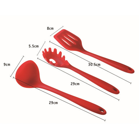 kn7050 10 in 1 Silicone Kitchen Tool Set, Black, Green, Blue, Red