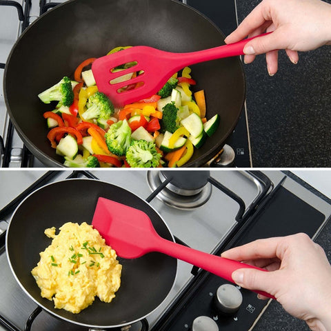 kn7050 10 in 1 Silicone Kitchen Tool Set, Black, Green, Blue, Red