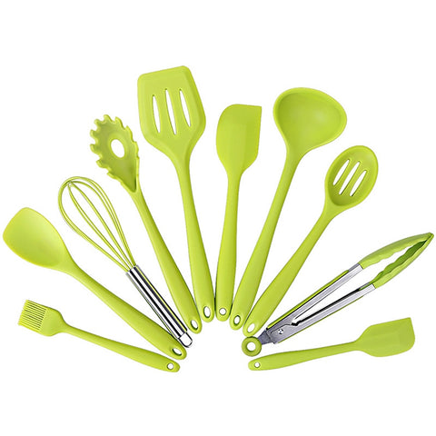 kn7050 10 in 1 Silicone Kitchen Tool Set, Black, Green, Blue, Red