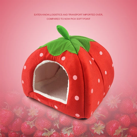 Strawberry Shaped Foldable Short Plush Pet House Nest, Size: S, Dark Blue, Size S, Red, Size S, Pink, Size S, Blue, Size S, Purple, Size S