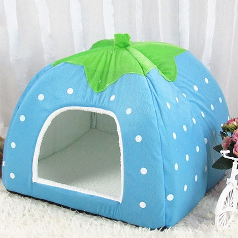Strawberry Shaped Foldable Short Plush Pet House Nest, Size: S, Dark Blue, Size S, Red, Size S, Pink, Size S, Blue, Size S, Purple, Size S