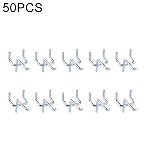 10pcs Supermarket Clothing Shop Pegboard Slat Wall Hook Shelf Hole Plate, Hole Pitch: 2.5cm, Length: 5cm, Wire Diameter: 3.3mm, Length: 5cm