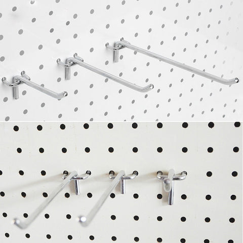 10pcs Supermarket Clothing Shop Pegboard Slat Wall Hook Shelf Hole Plate, Hole Pitch: 2.5cm, Length: 5cm, Wire Diameter: 3.3mm, Length: 5cm