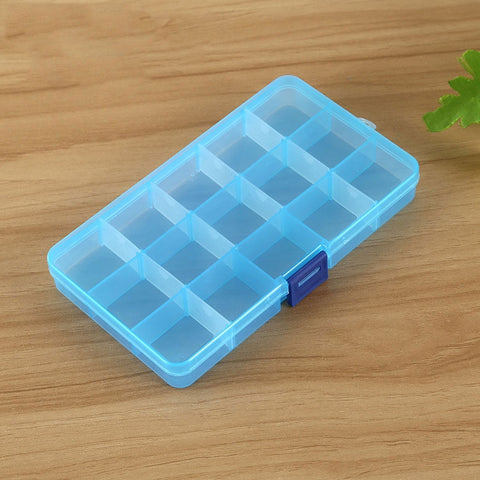 Removable Grid Plastic 15 Slots Box Organizer for Jewelry Earring Fishing Hook Small Accessories, 15 Slots (Pink+Blue), 15 Slots (Purple+Blue), 15 Slots (Baby Blue+Blue), 15 Slots (White+Blue), 15 Slots (White+Pink)