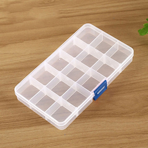Removable Grid Plastic 15 Slots Box Organizer for Jewelry Earring Fishing Hook Small Accessories, 15 Slots (Pink+Blue), 15 Slots (Purple+Blue), 15 Slots (Baby Blue+Blue), 15 Slots (White+Blue), 15 Slots (White+Pink)