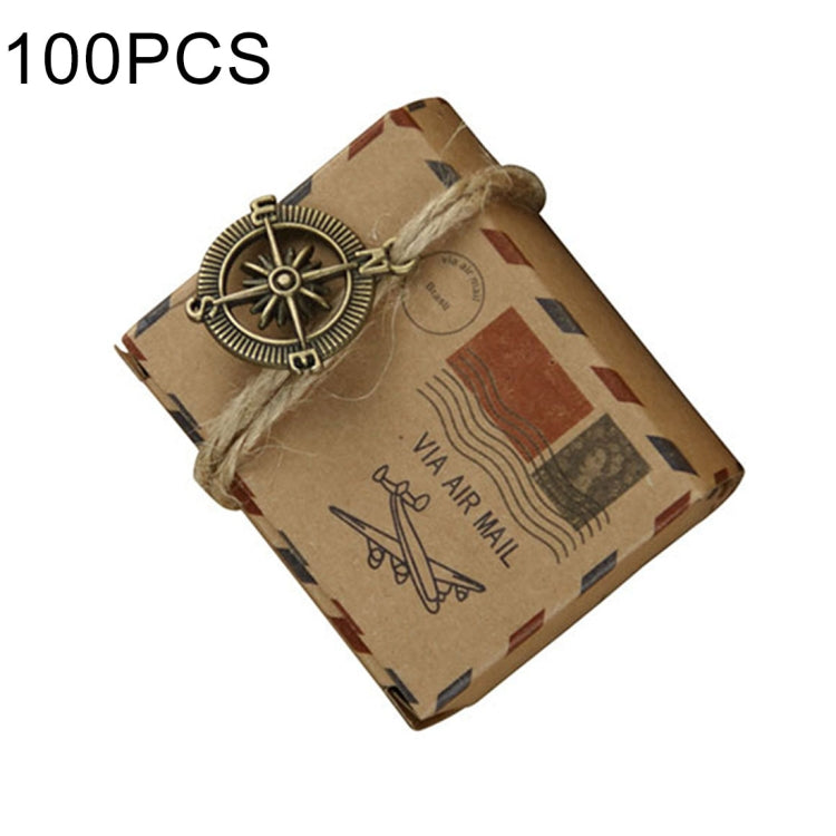 100 PCS European Wedding Retro Kraft Paper Mail Pattern Sugar Box, Size: 6x3.5x4.5cm, Earth shaped, Compass shapped