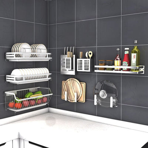304 Stainless Steel Wall-mounted Kitchen Rack Hanging Seasoning Holder, Seasoning Holder