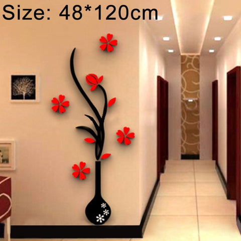 Creative Vase 3D Acrylic Stereo Wall Stickers TV Background Wall Corridor Home Decoration, Size: 48x120x4cm, Size: 48*120cm