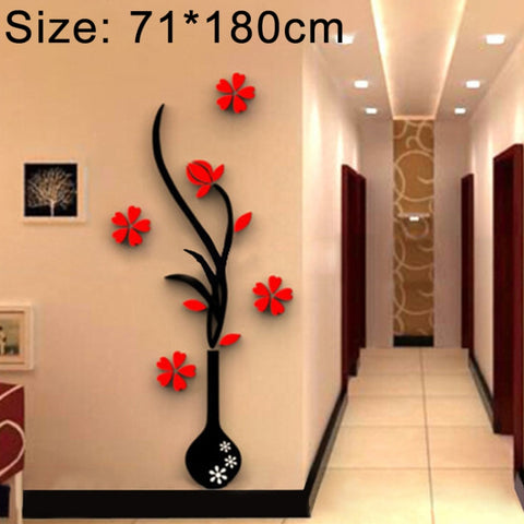 Creative Vase 3D Acrylic Stereo Wall Stickers TV Background Wall Corridor Home Decoration, Size: 71x180x5cm, Size: 71*180cm