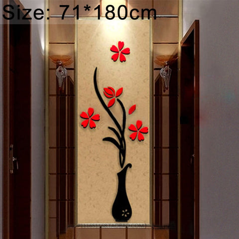 Creative Vase 3D Acrylic Stereo Wall Stickers TV Background Wall Corridor Home Decoration, Size: 71x180x5cm, Size: 71*180cm