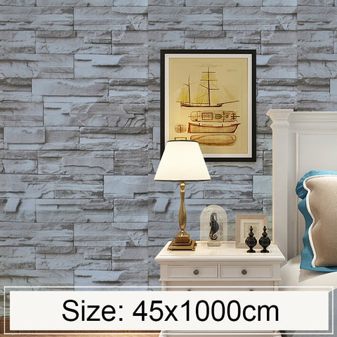 Stucco Brick Creative 3D Stone Brick Decoration Wallpaper Stickers Bedroom Living Room Wall Waterproof Wallpaper Roll, Size: 45 x 1000cm, Stucco brick