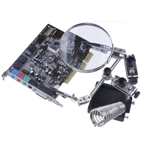 90mm Diameter 5X Multifunction Spring Iron Stand with Magnifying Glass, 5X