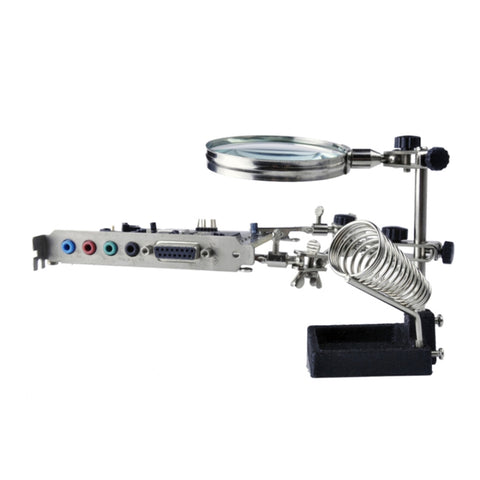 90mm Diameter 5X Multifunction Spring Iron Stand with Magnifying Glass, 5X