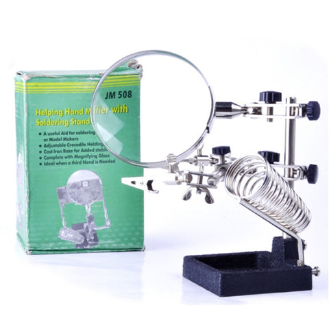 90mm Diameter 5X Multifunction Spring Iron Stand with Magnifying Glass, 5X