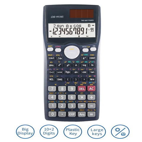 OSALO OS-991MS 10+2 Digits Double Line Display Multi-functional Student Function Scientific Calculator Solar Energy Dual Power Calculator, OS-991MS