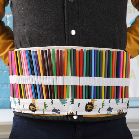 48 Slots Cartoon Animal Print Pen Bag Canvas Pencil Wrap Curtain Roll Up Pencil Case Stationery Pouch, 48 Slots