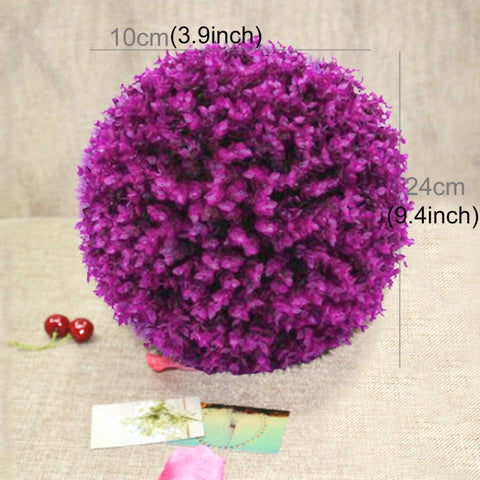 Artificial Purple Eucalyptus Plant Ball Tree Wedding Event Home Outdoor Decoration Hanging Ornament, Diameter: 9.5 inch, 9.5 inch