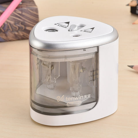 Office School Stationery Battery Operated Dual Slots Electric Colored Pencil Sharpener, Random Color Delivery, Dual Slots Electric Sharpener